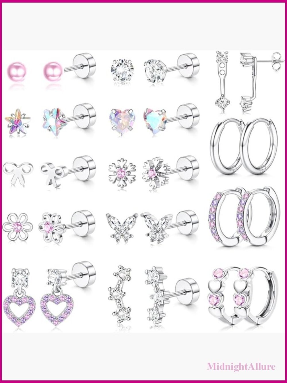 Hypoallergenic Flat Back Earrings for Sensitive Ears - Surgical Steel Stud Set